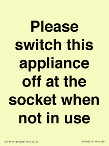 Please switch this appliance off at the socket when not in use